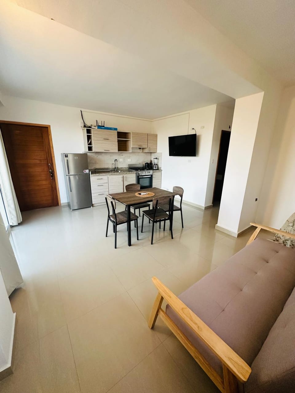 Kitchen or kitchenette, Living room, Dining area
