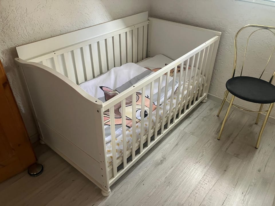 Photo of the whole room, Bedroom, cot