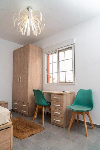 Seating area, wardrobe