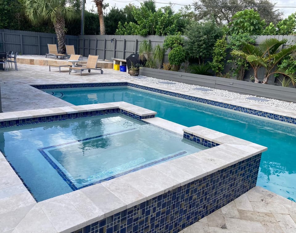 Patio, Day, Natural landscape, Pool view, Swimming pool, sunbed