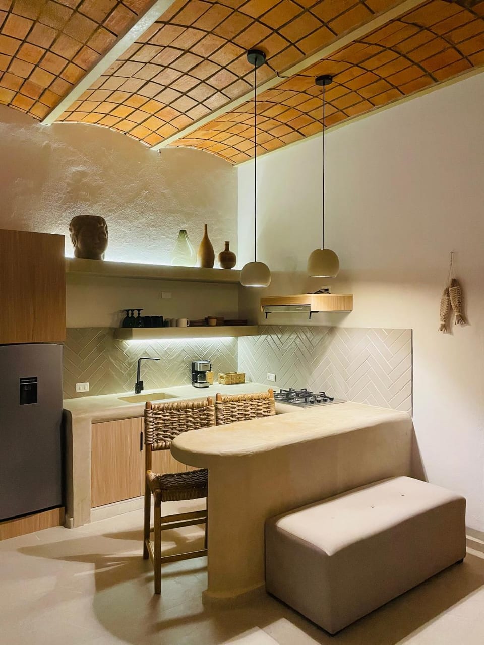 Kitchen or kitchenette, stove