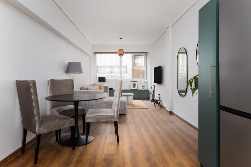Property building, Living room, Dining area