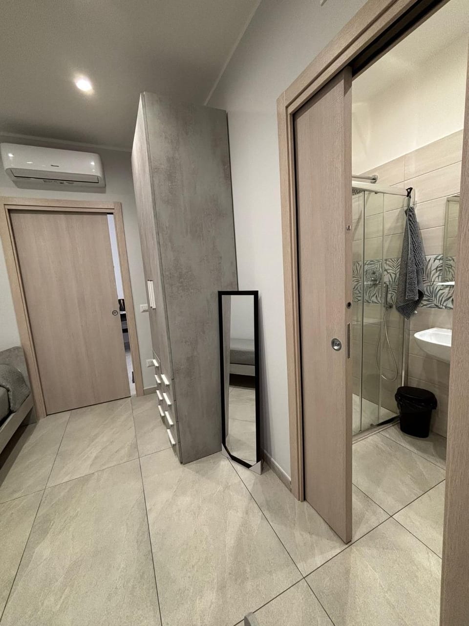 Bathroom, furniture, wardrobe, air conditioner