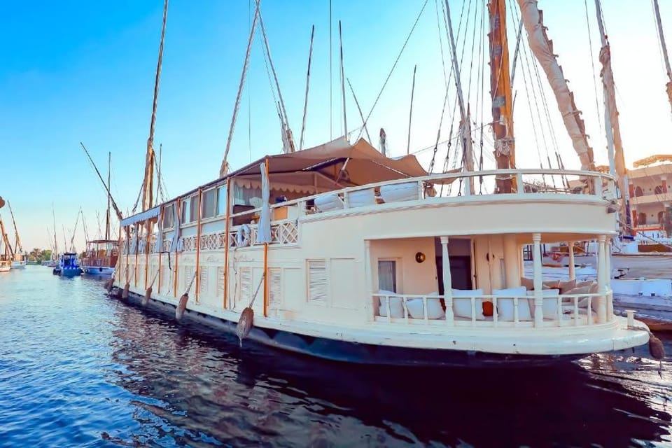 Saray El Nil Dahabiya Docked boat in Luxor