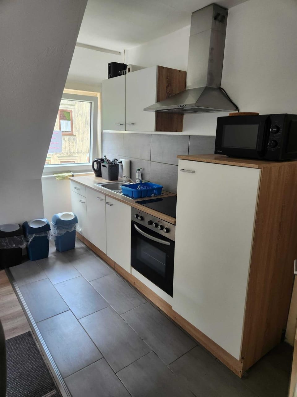 Kitchen or kitchenette, oven, stove, toaster