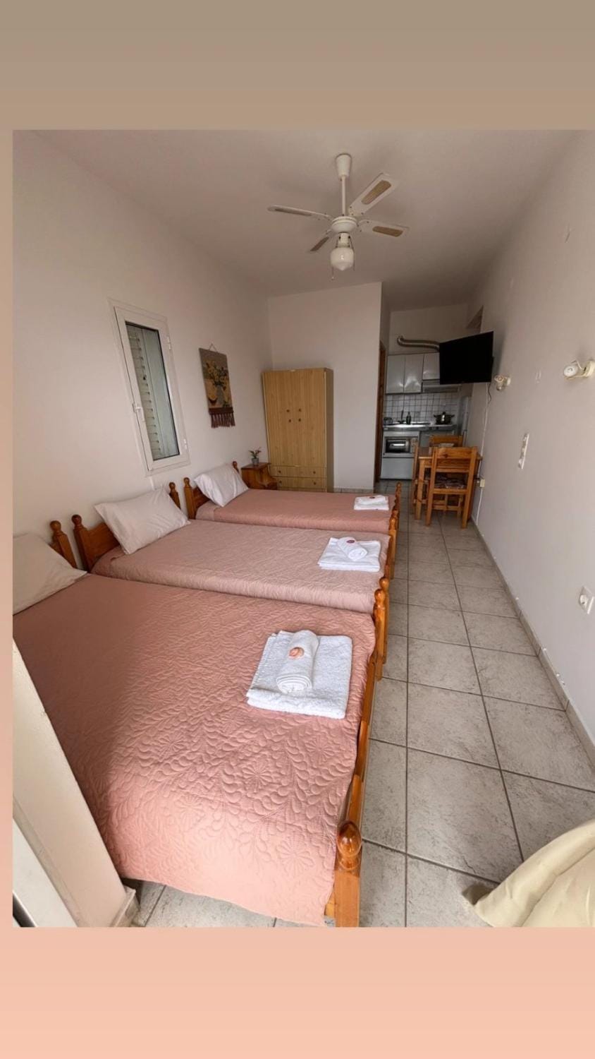 Bed, TV and multimedia, Kitchen or kitchenette, Photo of the whole room, Dining area, Bedroom, towels