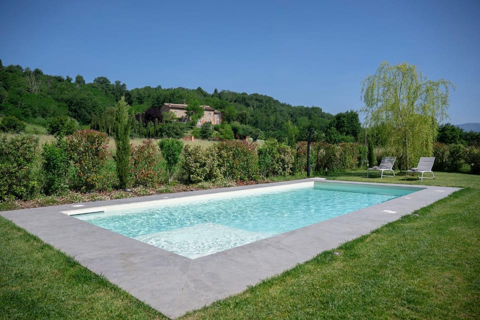 Day, Natural landscape, Garden, Garden view, Mountain view, Pool view, Swimming pool, sunbed