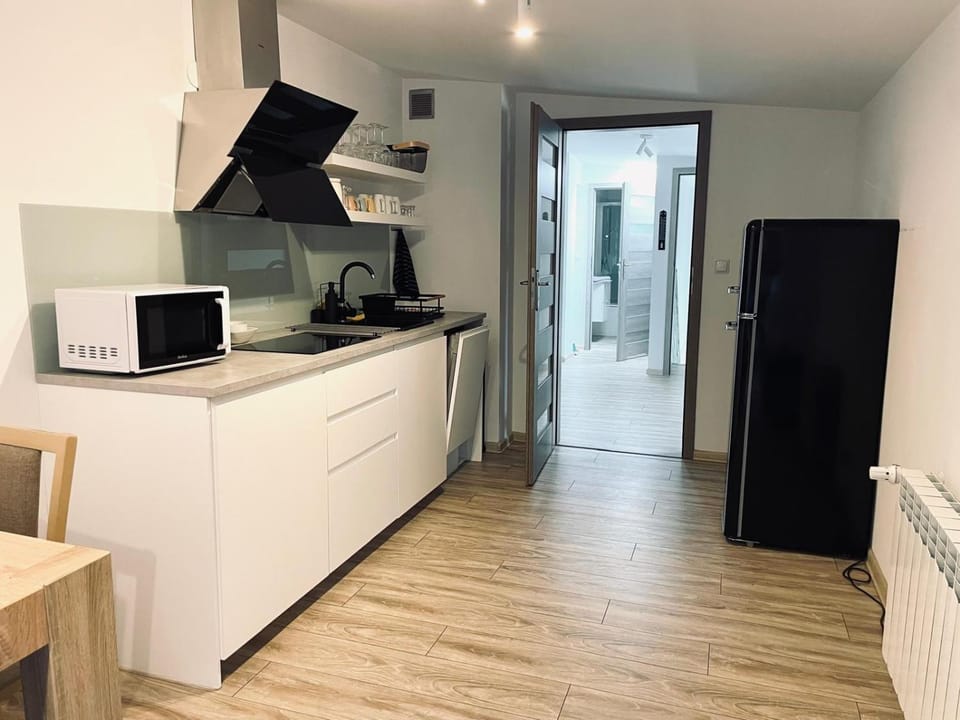 Kitchen or kitchenette, stove