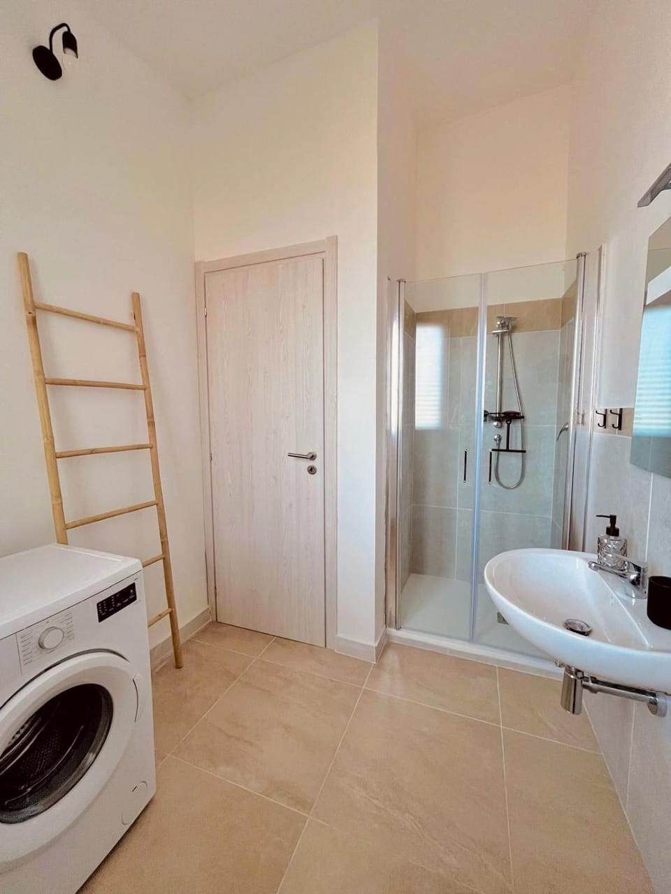 Shower, Toilet, Bathroom, towels, washing machine, dryer