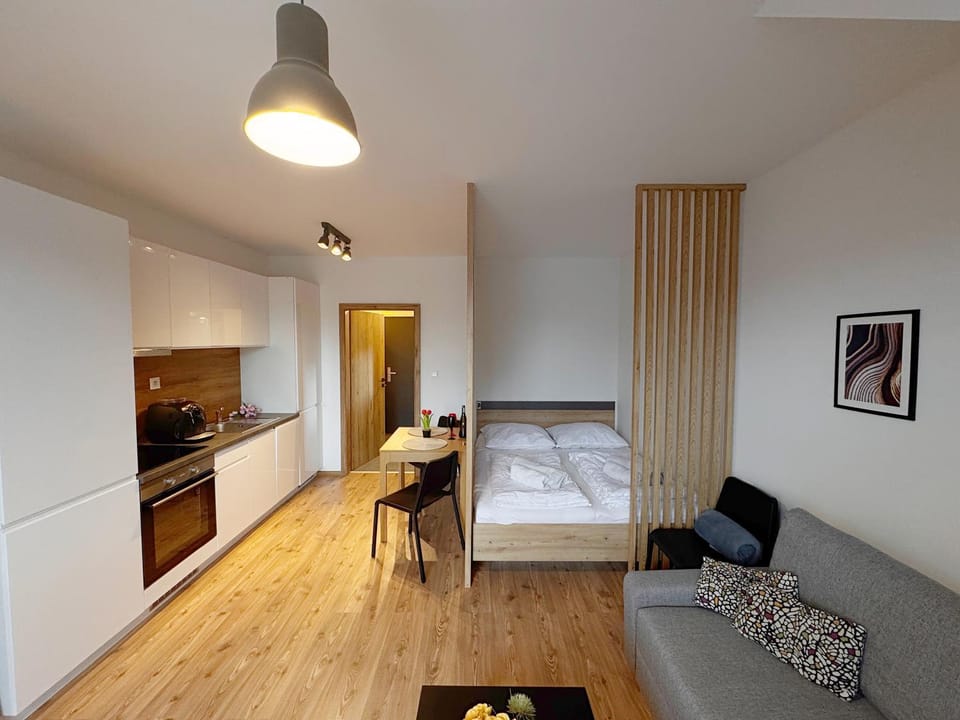 Living room, Bedroom, kitchen