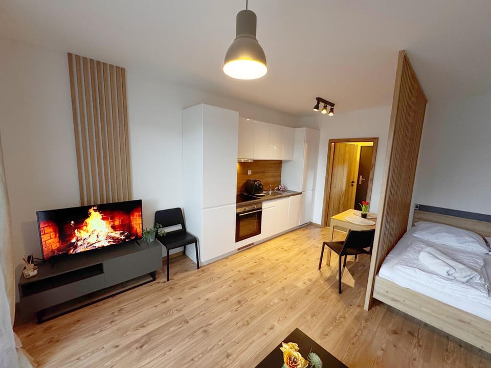 Living room, Bedroom, kitchen