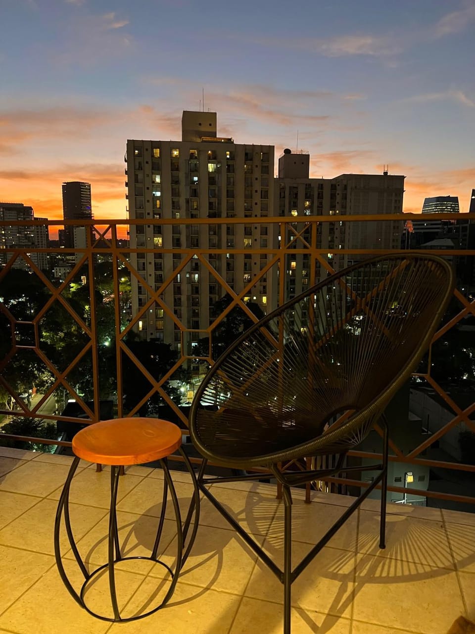 Patio, City view, Sunset