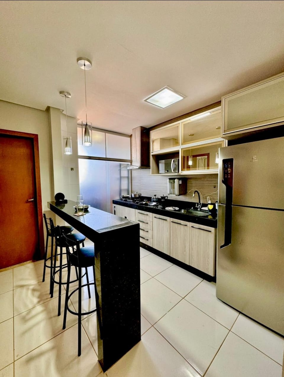 Dining area, microwave, stove