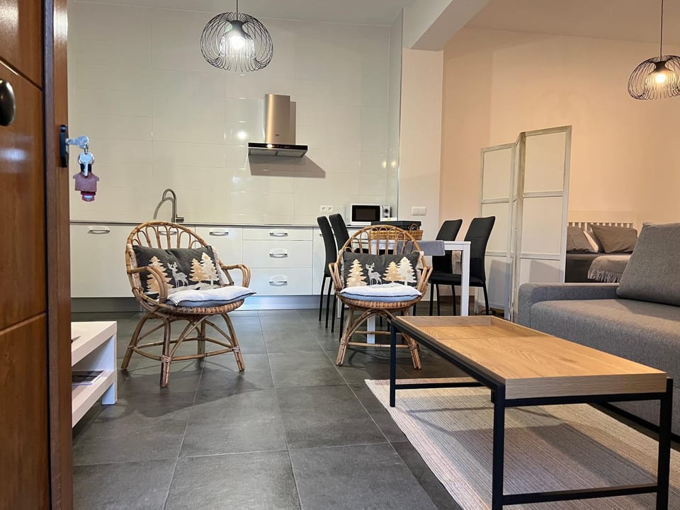 Kitchen or kitchenette, Living room, Dining area