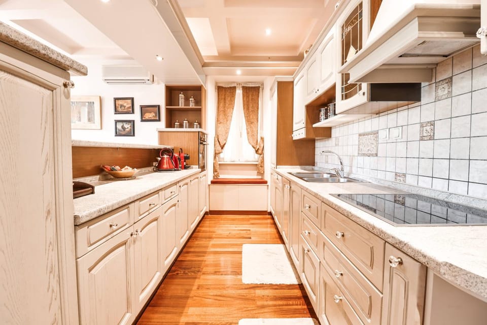 Kitchen or kitchenette, stove