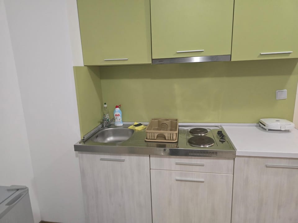 Kitchen or kitchenette, stove