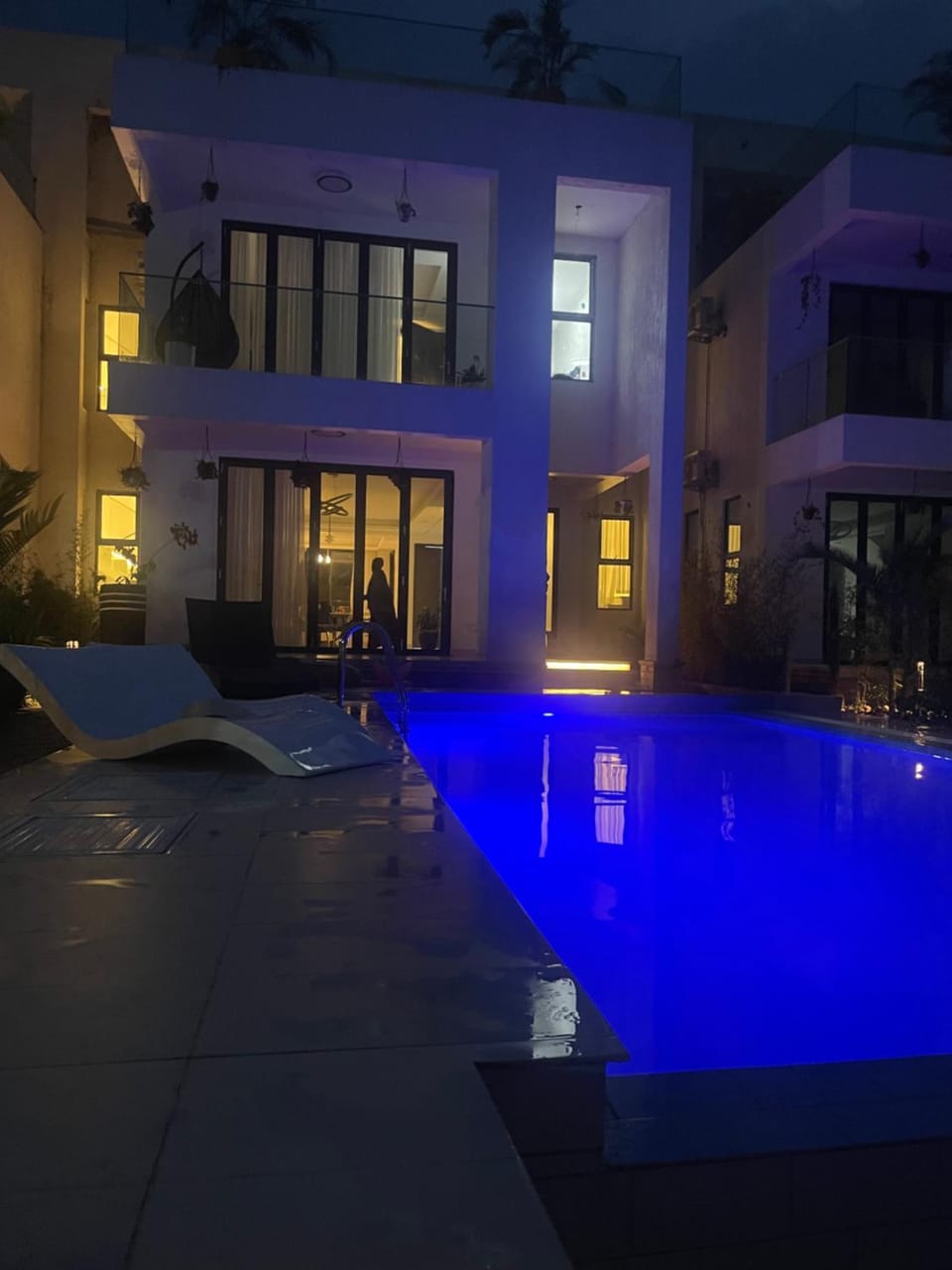 Night, Pool view, Swimming pool