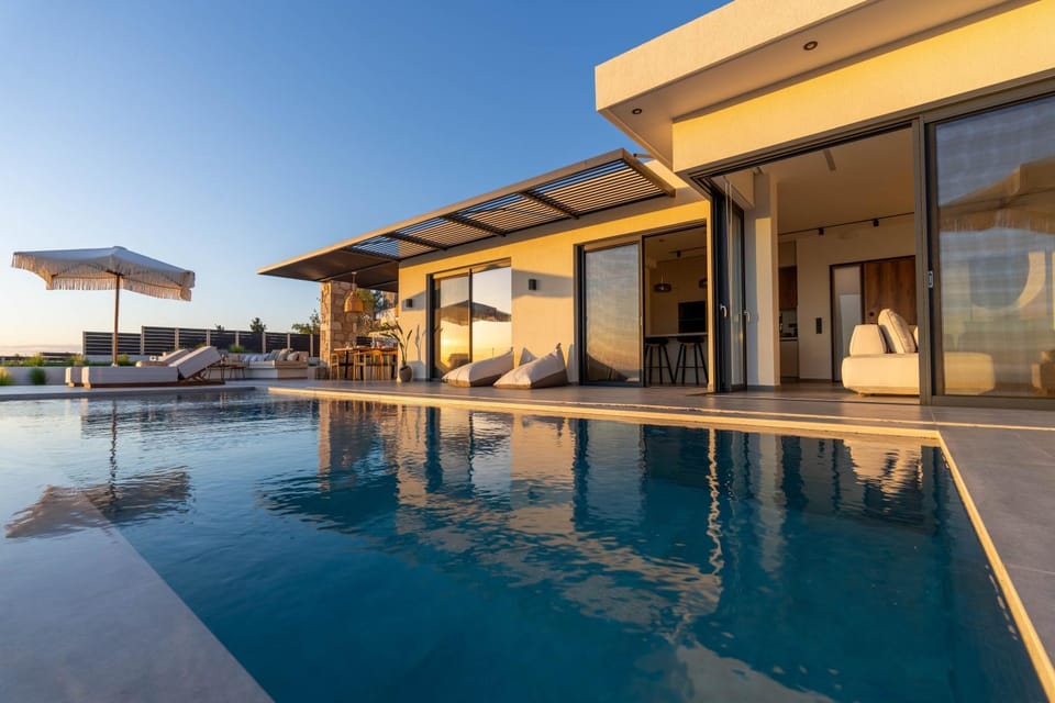 Property building, Living room, Swimming pool