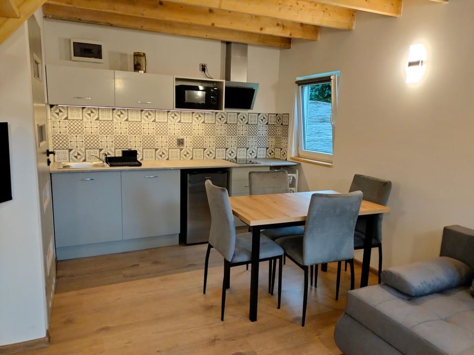 Kitchen or kitchenette, Dining area, stove