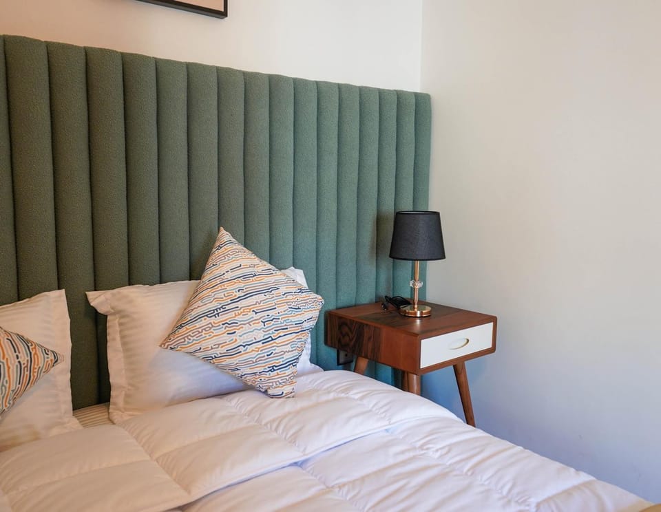 Bed, wardrobe