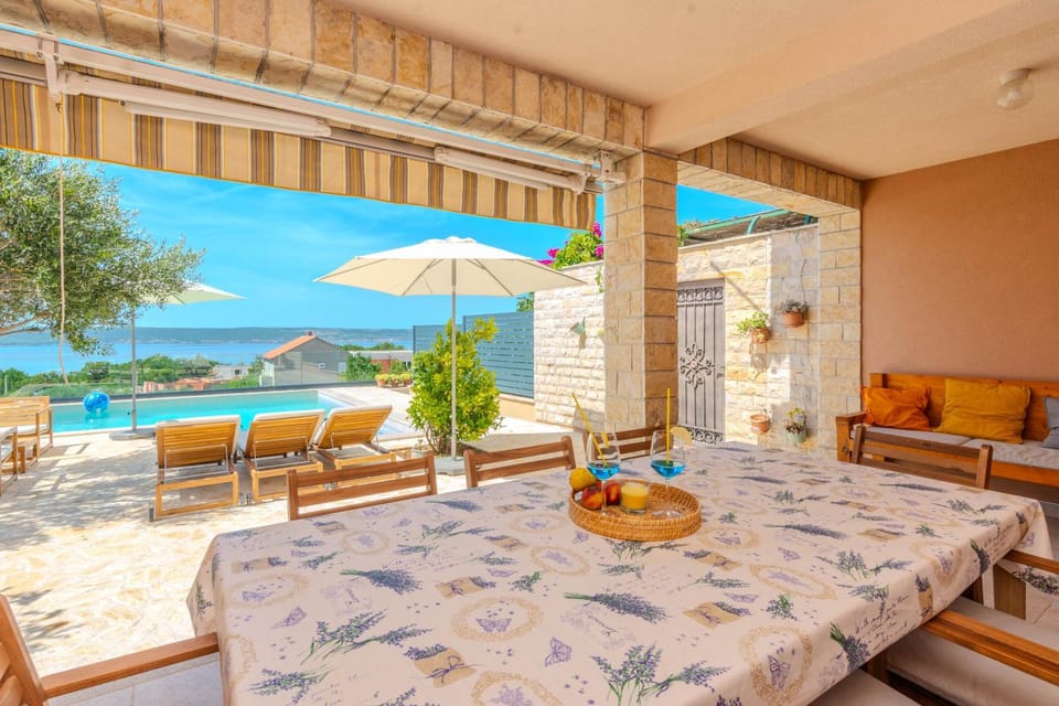 Patio, View (from property/room), Balcony/Terrace, Seating area, Pool view, Sea view, Swimming pool
