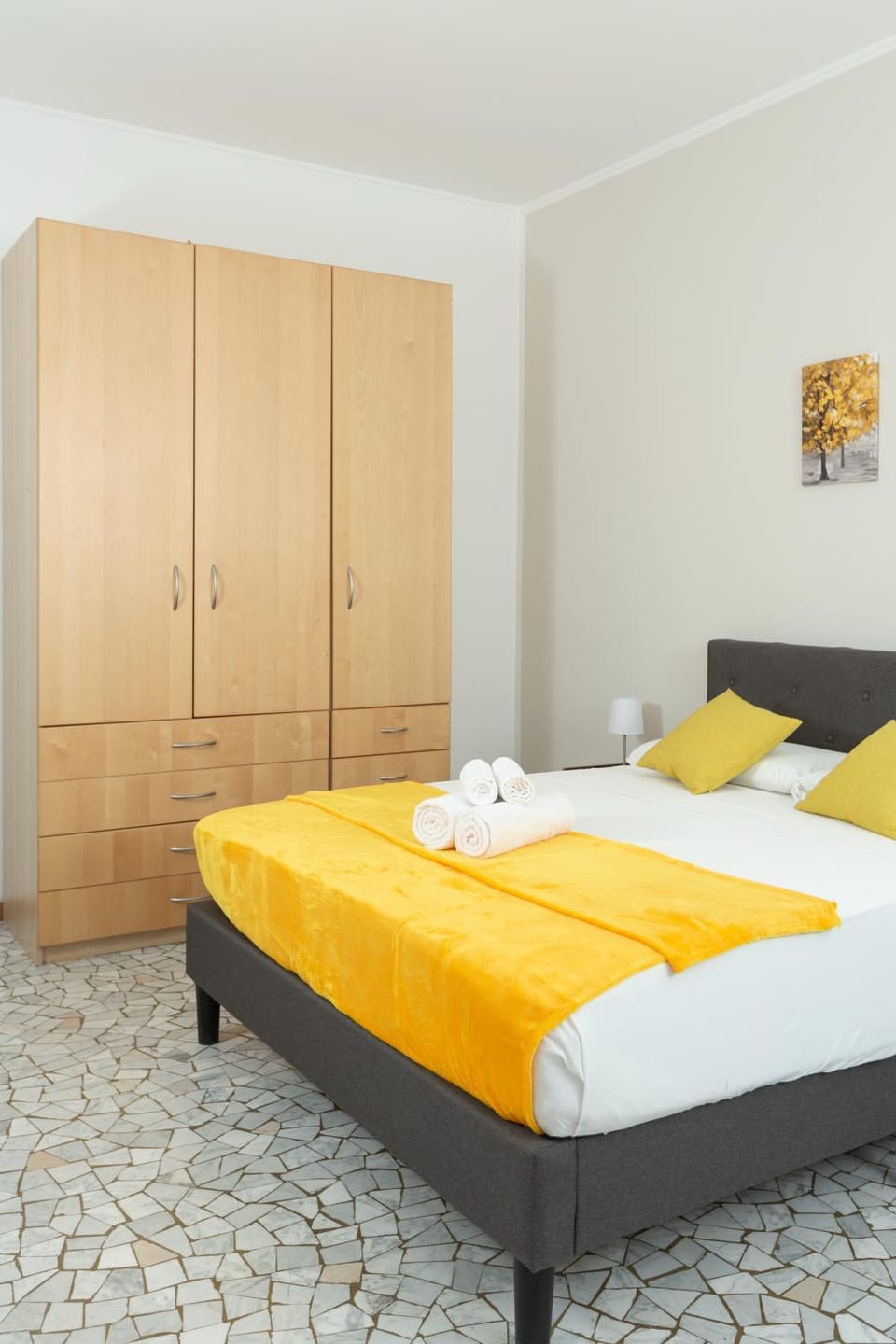 Bed, Photo of the whole room, Bedroom, towels, wardrobe