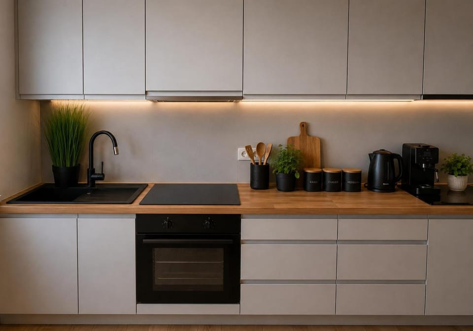 Coffee/tea facilities, Kitchen or kitchenette, stove, kitchen