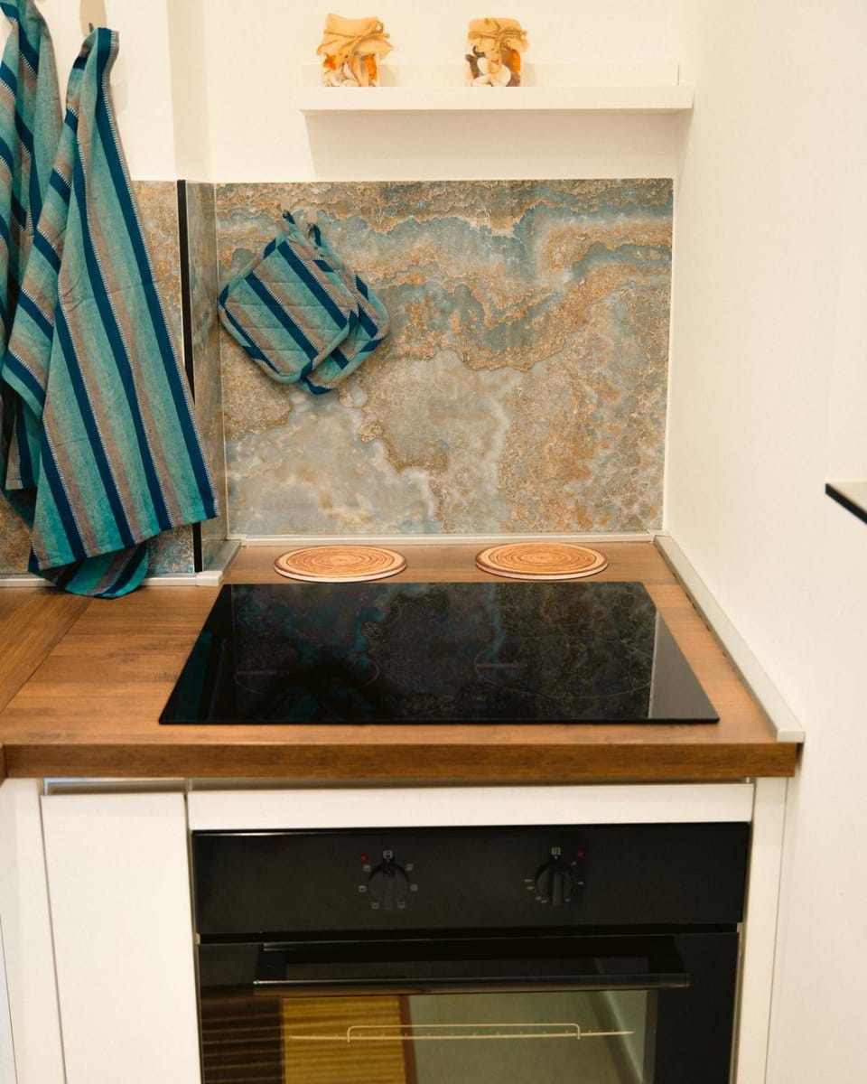 Kitchen or kitchenette, stove