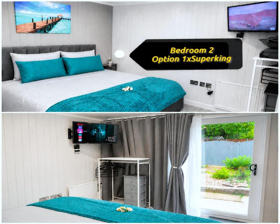 Bed, Garden, TV and multimedia, Photo of the whole room, Bedroom, Garden view