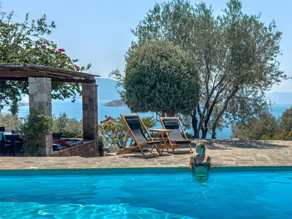 Patio, Spring, Day, Natural landscape, Garden, Garden view, Lake view, Pool view, Sea view, Swimming pool, sunbed