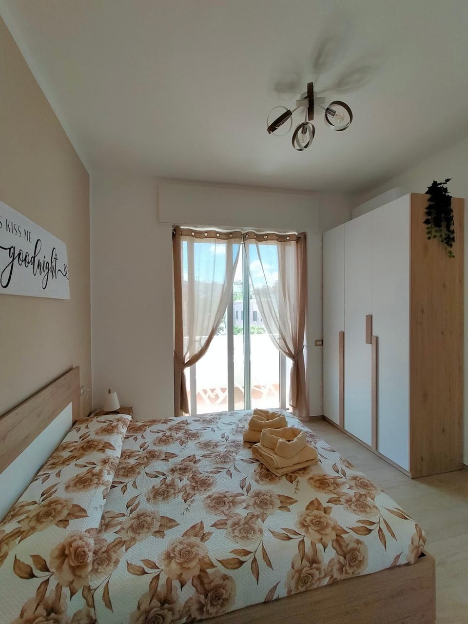 Bed, Balcony/Terrace, Bedroom, towels, wardrobe, air conditioner