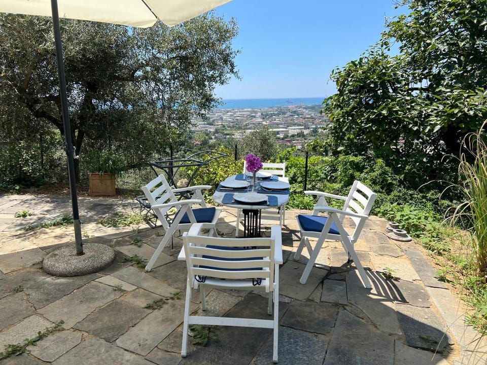 Patio, Spring, Day, Natural landscape, View (from property/room), Balcony/Terrace, Dining area, Mountain view, Sea view, sunbed