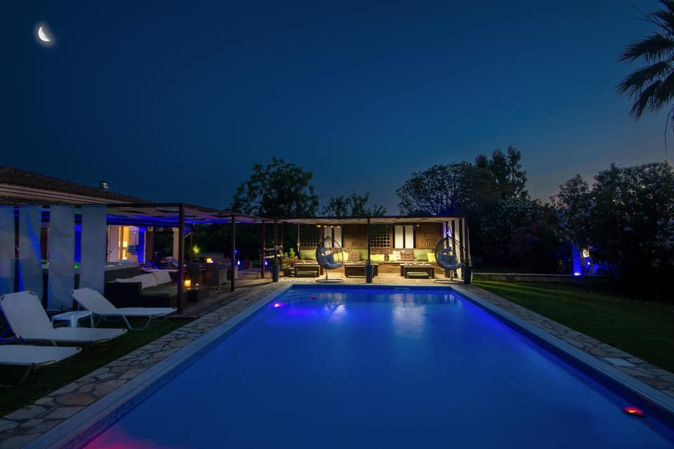 Night, Pool view, sunbed