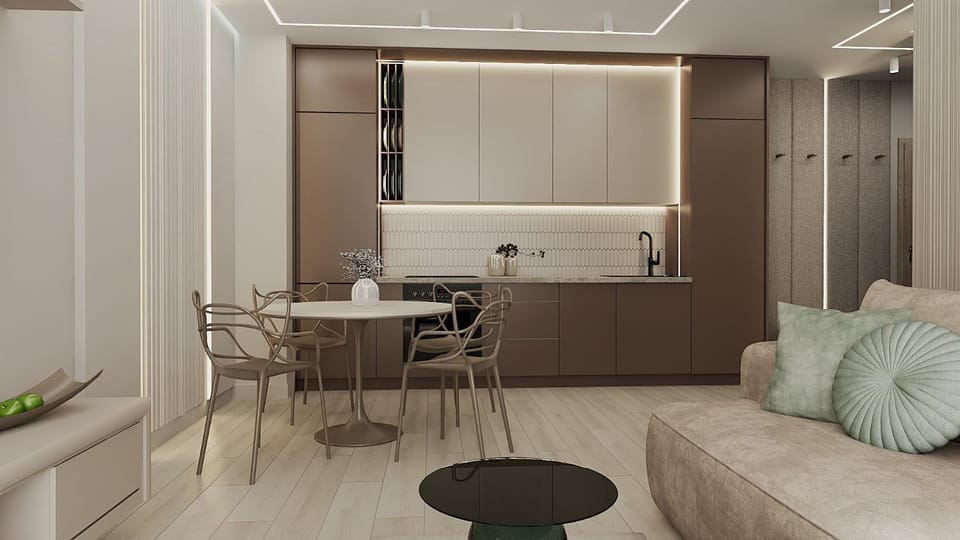 Kitchen or kitchenette, Living room