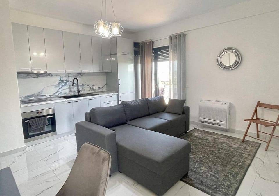 Kitchen or kitchenette, Living room, Seating area, Dining area, stove