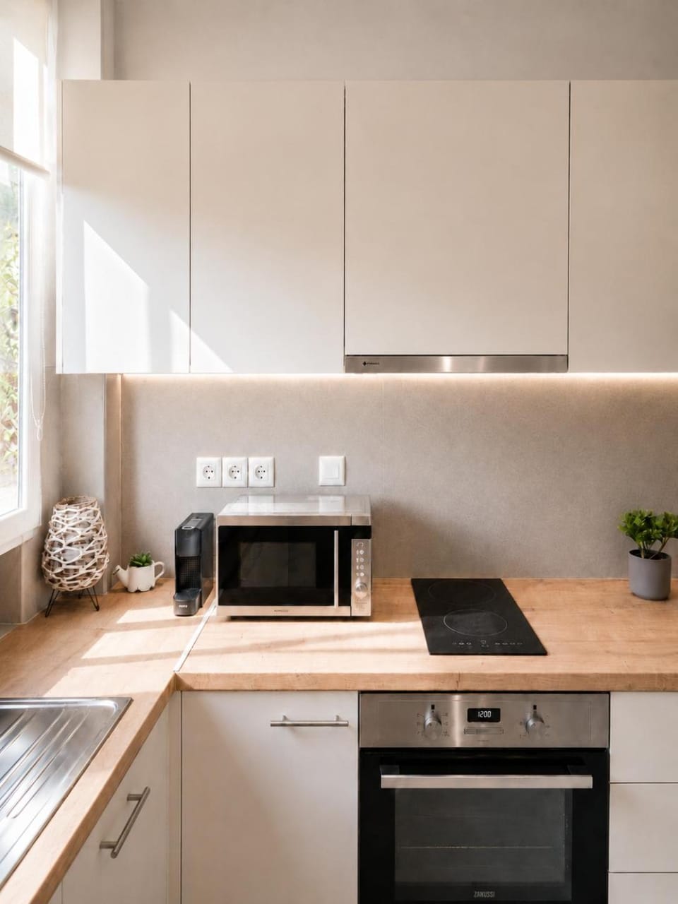 Kitchen or kitchenette, stove, toaster