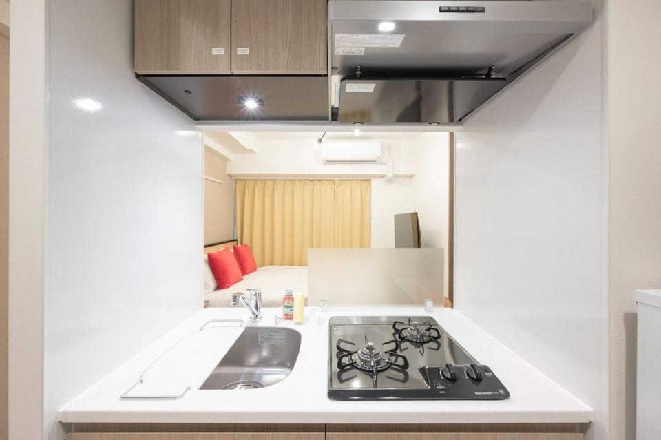 Kitchen or kitchenette, stove