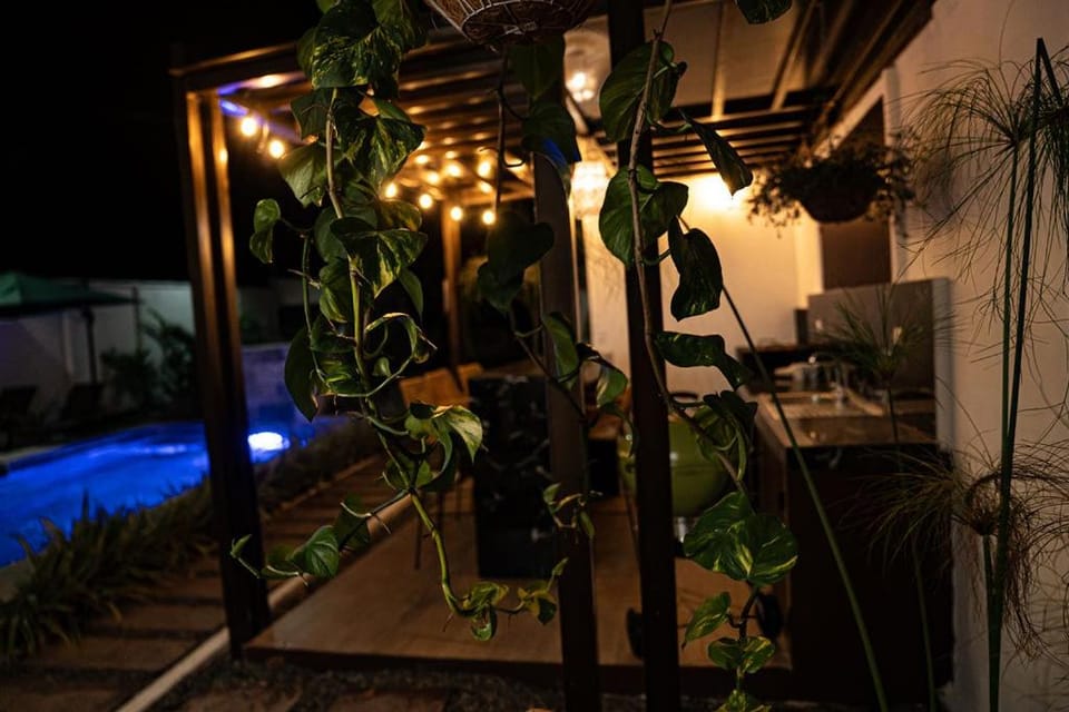 Night, BBQ facilities, Pool view