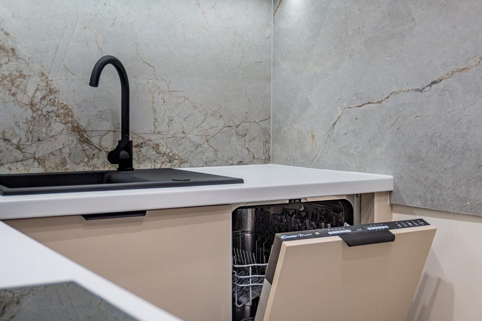 Kitchen or kitchenette, stove, kitchen
