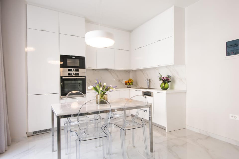 Dining area, dishwasher, microwave, oven, kitchen