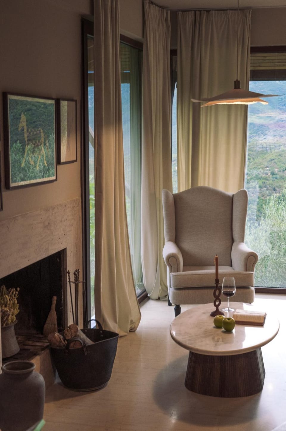 Living room, Seating area, Mountain view