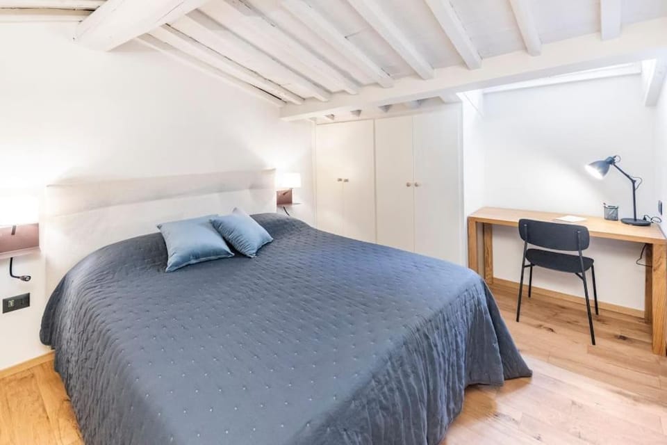 Bed, wardrobe