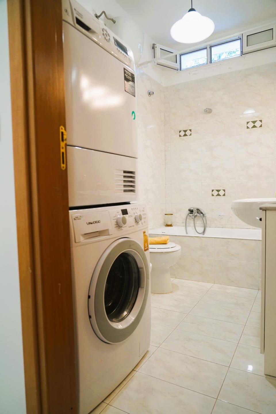 Bathroom, washing machine, dryer