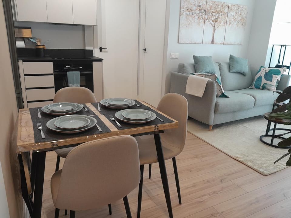 Kitchen or kitchenette, Living room, Dining area, stove