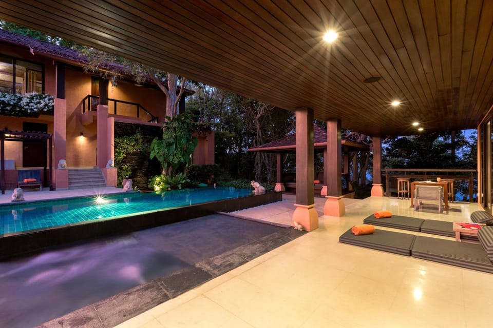 Patio, Night, Swimming pool