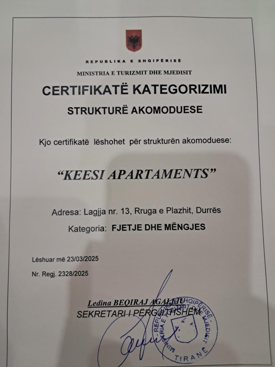 Certificate/Award