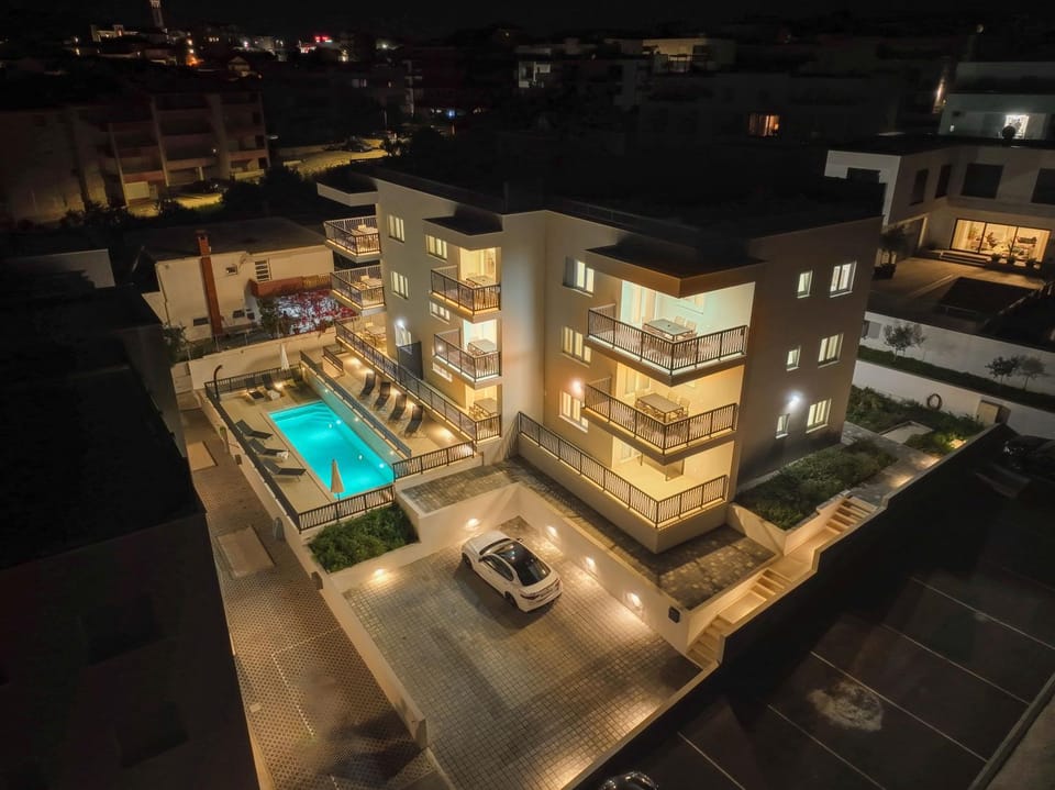 Property building, Night, Bird's eye view, Swimming pool, Location