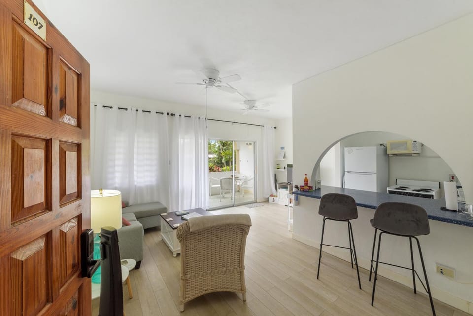 Living room, kitchen