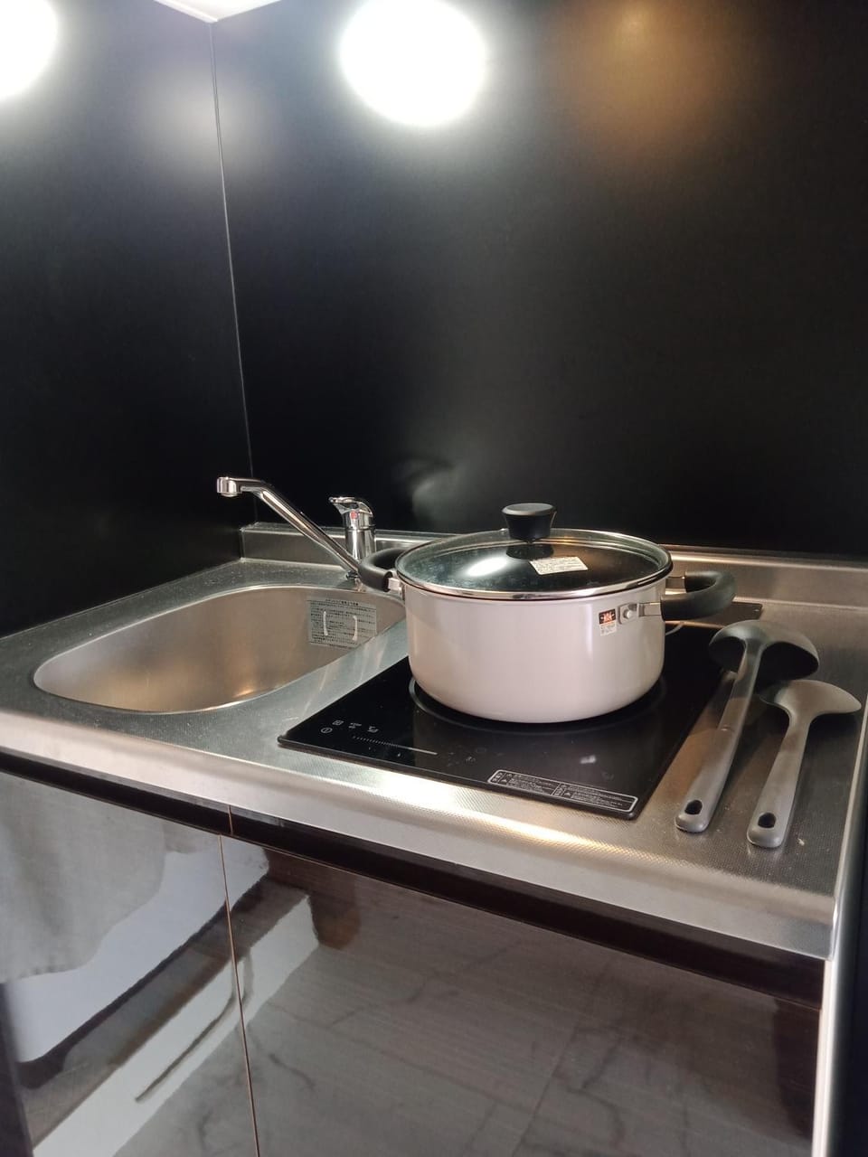 Kitchen or kitchenette, stove