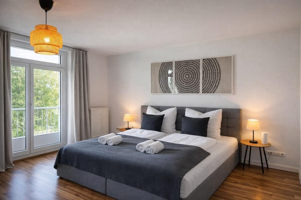 Bed, Photo of the whole room, Bedroom, towels